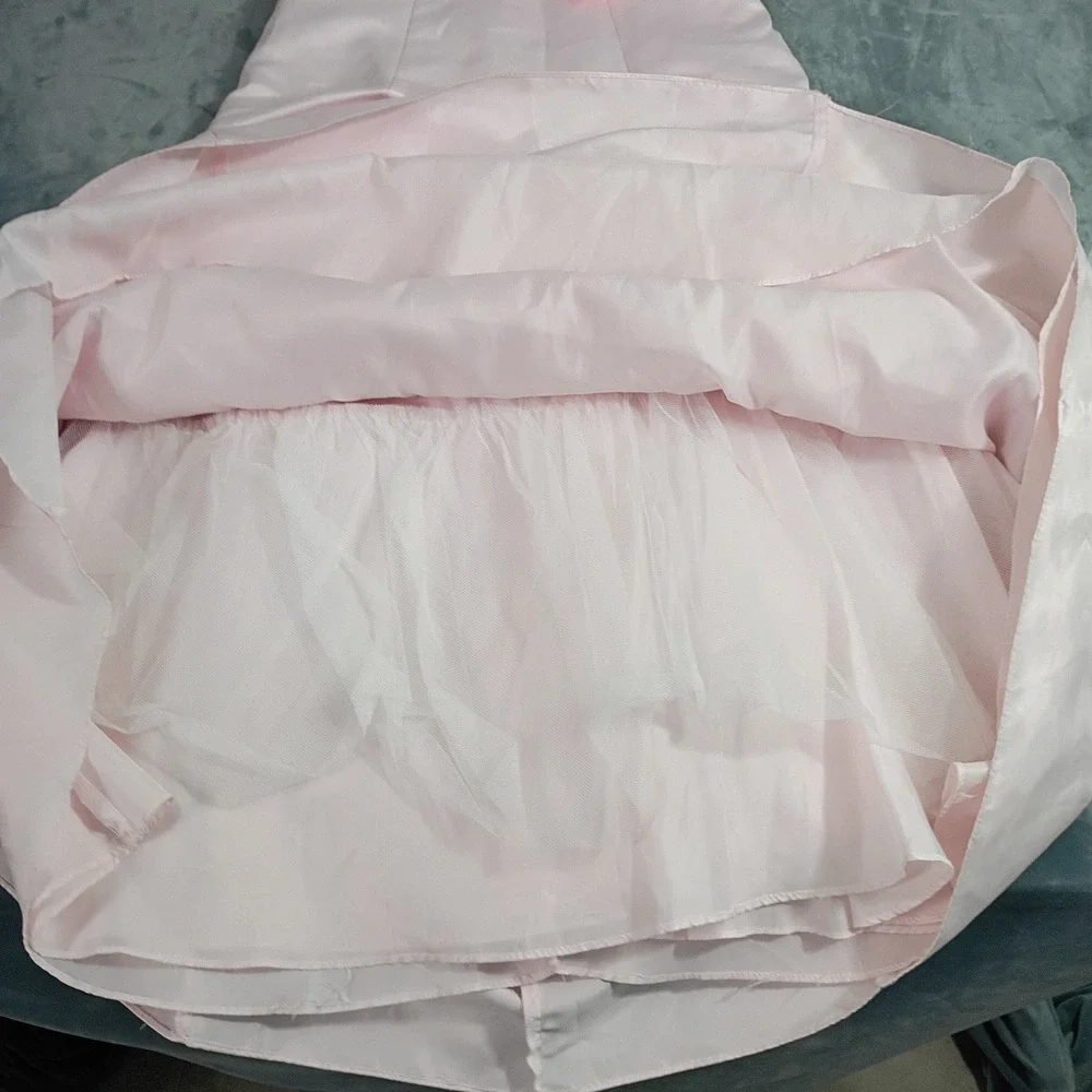 Girls Pink Satin Cold Shoulder Flower Girl Pageant Dress Rosette Pick-Up Gown